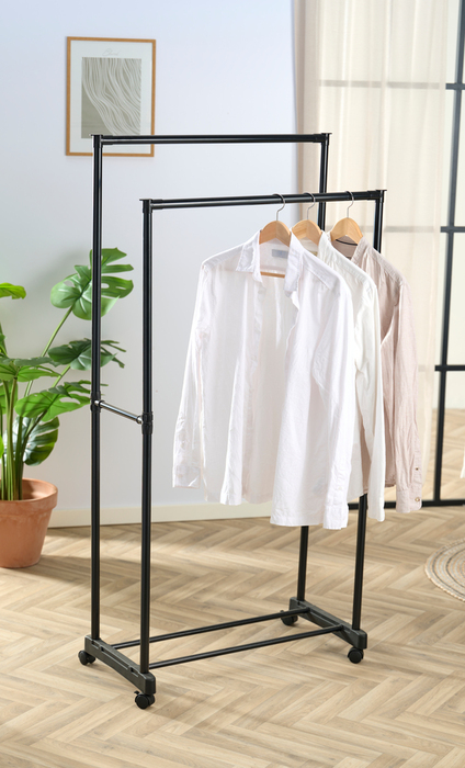 Garderobestativ dobbelt sort 74,5 cm - DAY